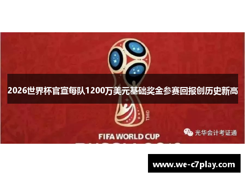 2026世界杯官宣每队1200万美元基础奖金参赛回报创历史新高